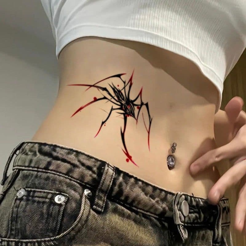 Content is Happiness Red Small Spider Tattoo Sticker Waterproof Mini Tattoo Sticker Personality Realistic Halloween Makeup