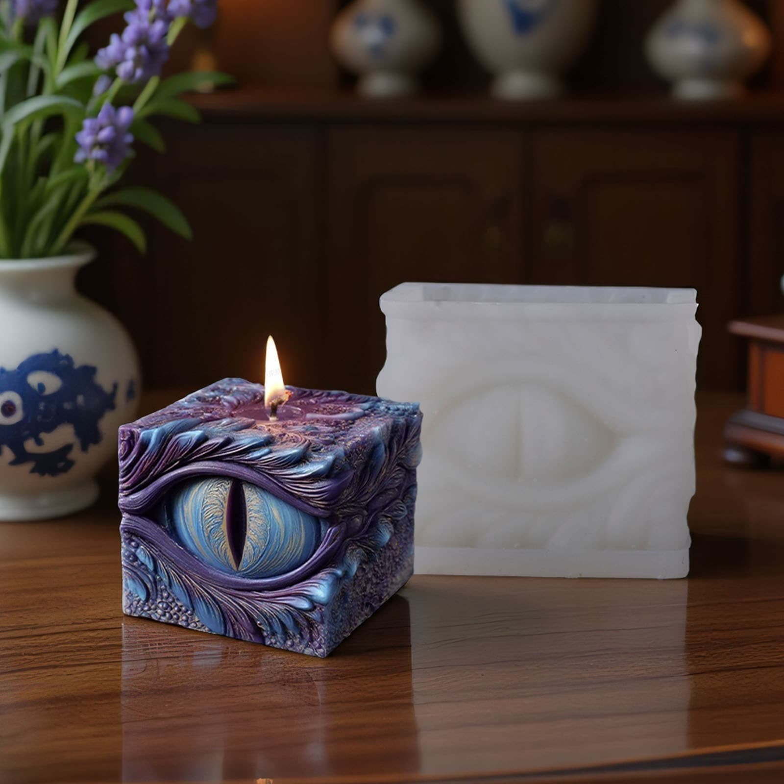 Square relief magic eye silicone mold DIY scented candle plaster resin art ornament pouring mold