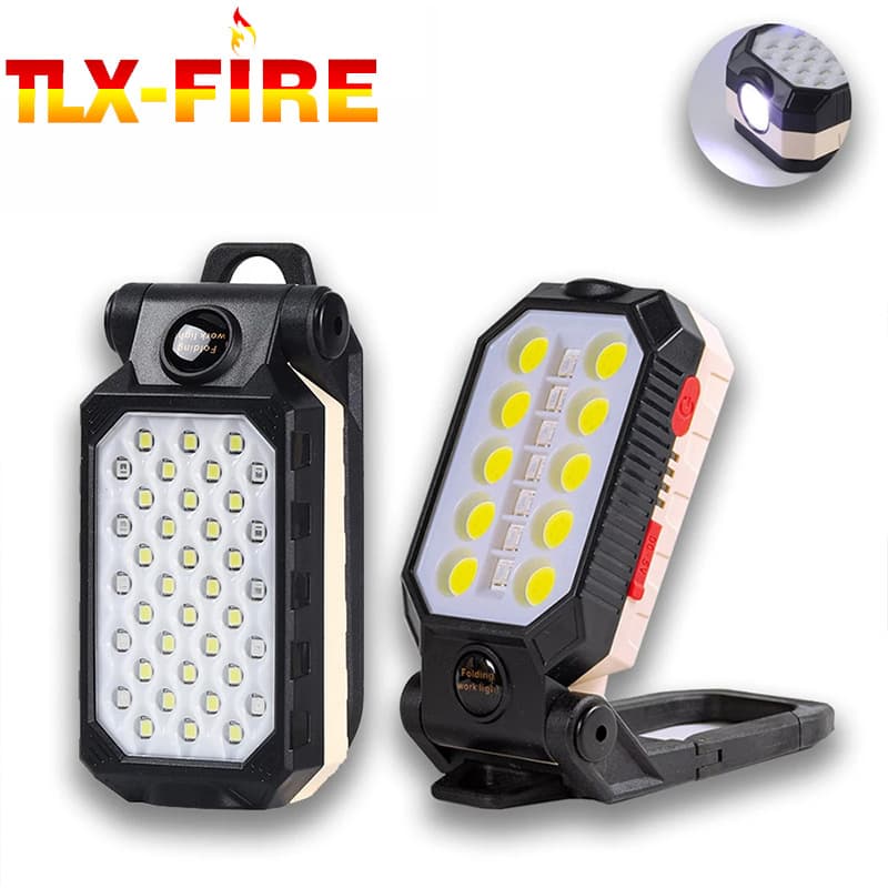 Multi-functional Folding Cob Work Light Usb Rechargeable Inspection Magnet Power Display Led Emergency Warning Flashlight