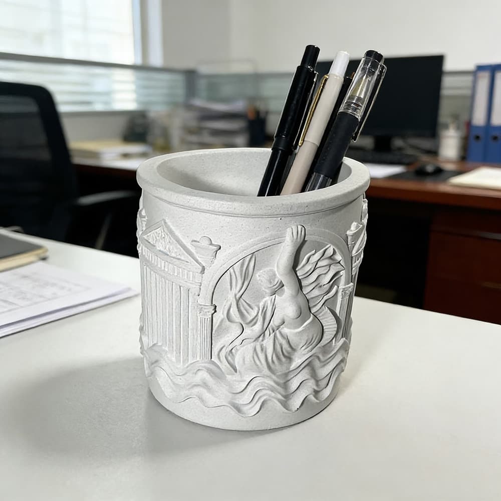 Art pen holder Renaissance relief craft cup desk stationery storage tube succulent planting flower pot