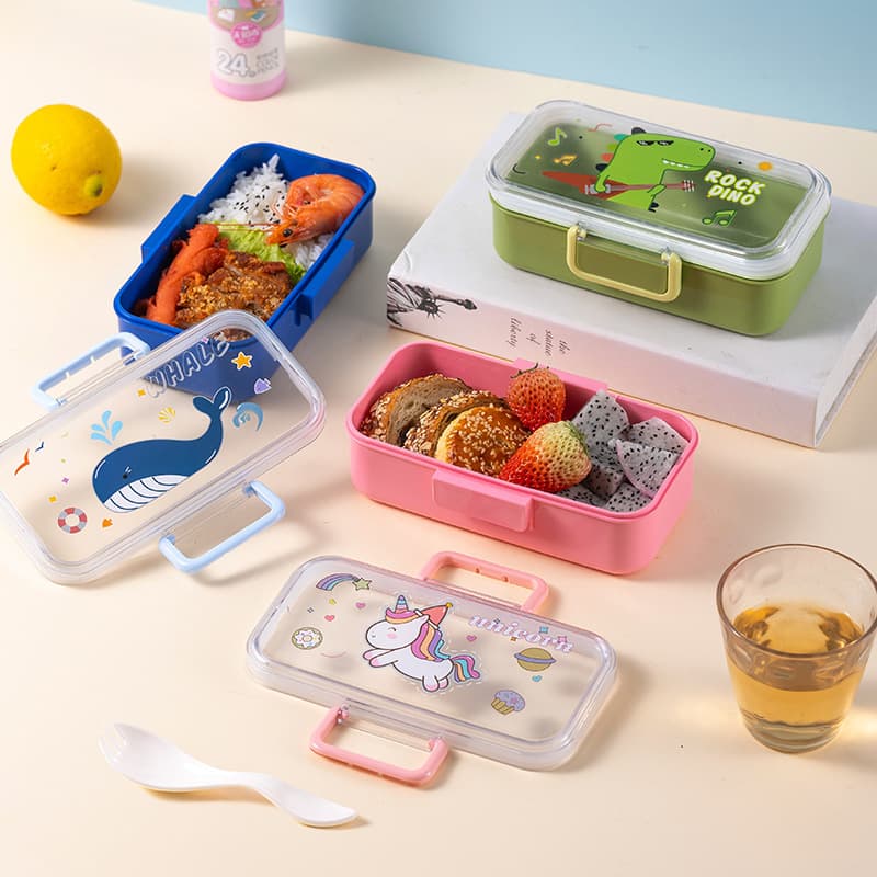 Cartoon 304 Stainless Steel Bento Box Cross-border Plastic Student Lunch Box Portable Outdoor Spring Outing Lunch Box Wholesale