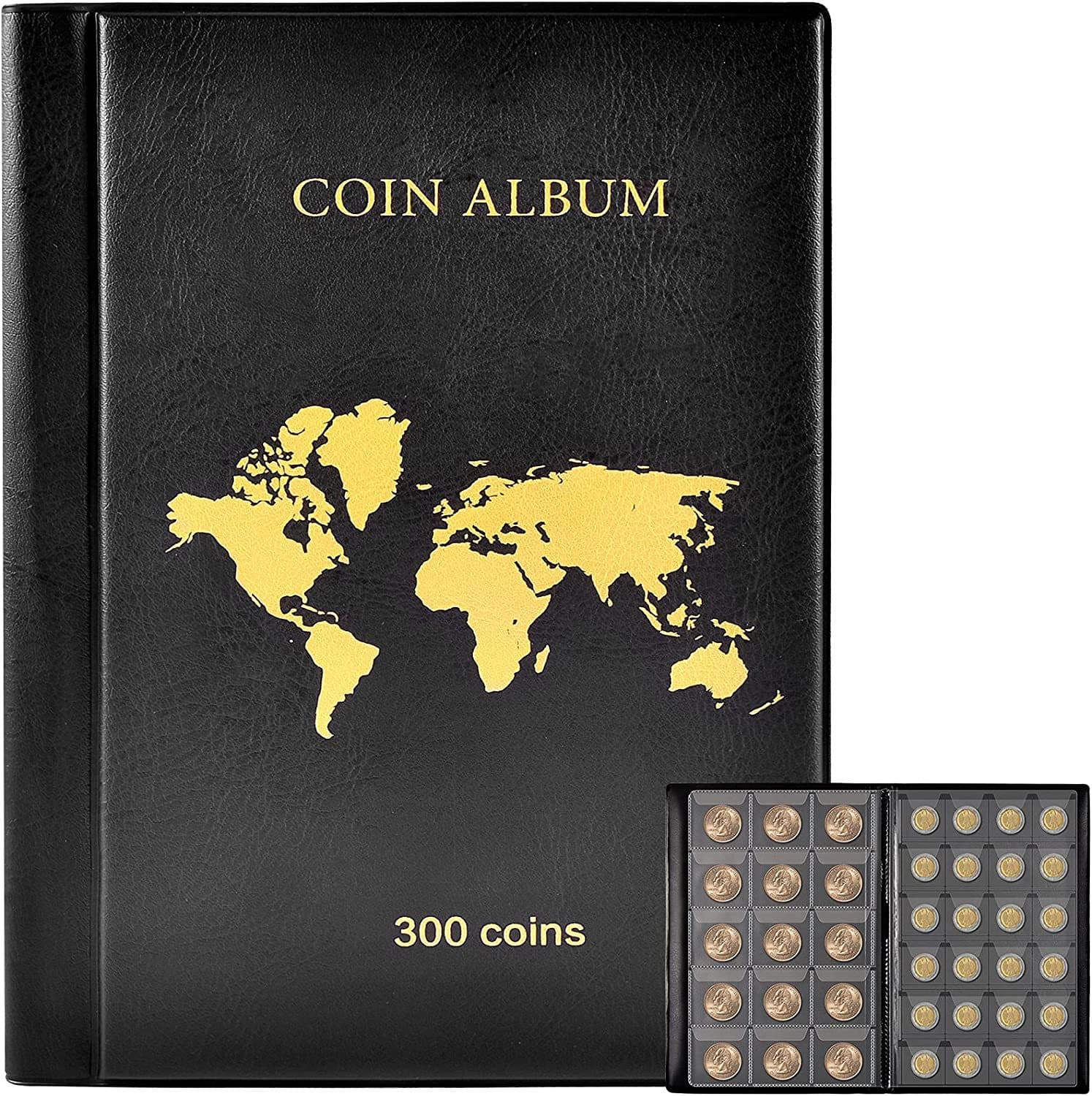 300/480-Slot Coin Storage Album with Various Slot Sizes for Badges, Coins, and Copper Coins, Vertical Style