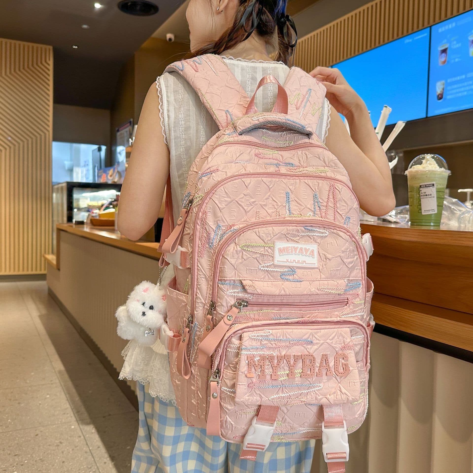 New Korean Style Ins High-Appearance Sweet Backpack for Middle High School and College Students 3-Piece Set Lightweight Tutoring Bag