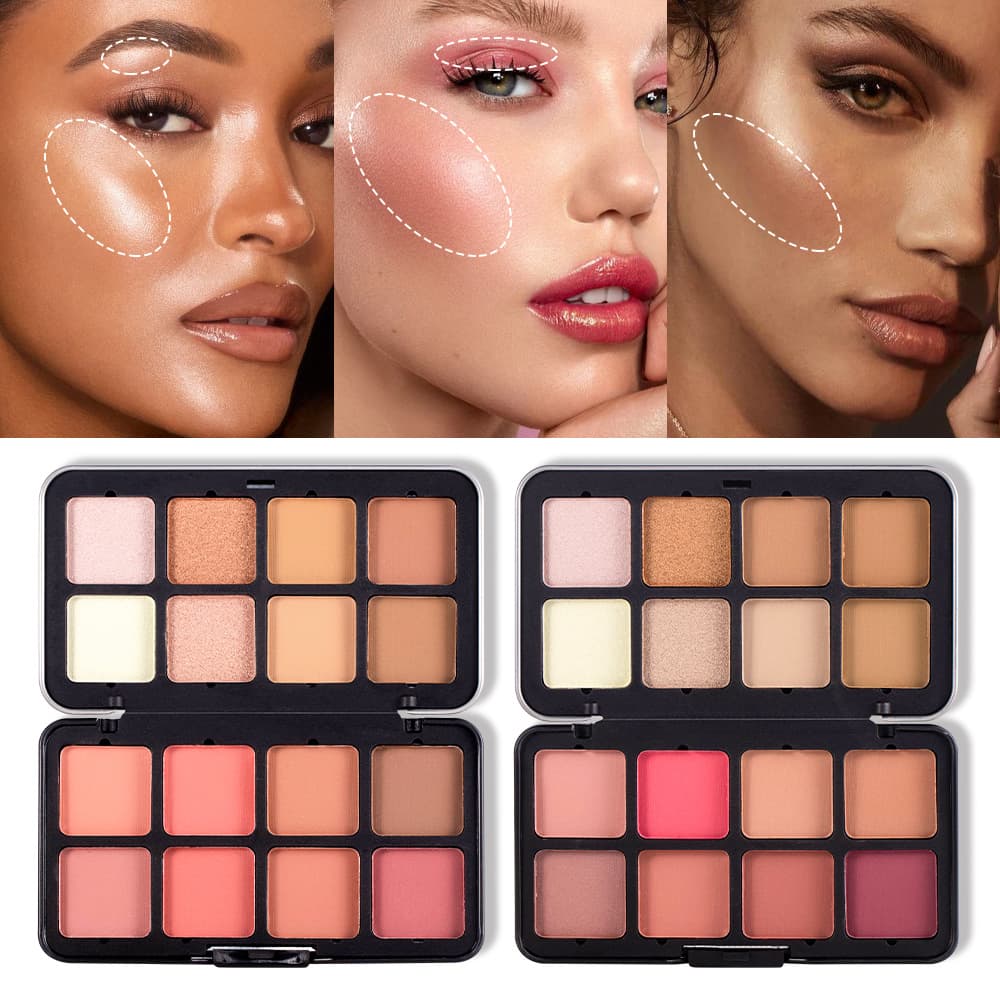 Cross-border 3D Highlighter Contour Blush Palette, European and American Matte and Shimmer Face Makeup