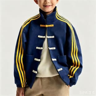 Cross-border New Chinese Style Stand-Collar Kids Jacket Boys Girls Trendy Frog-Button Sports Jacket