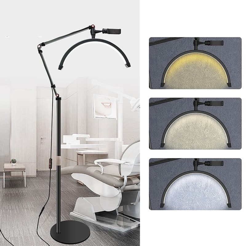 16-inch LED fill light, eye-protecting U-shaped tattoo lamp, floor lamp for permanent makeup, nail art, eyebrow tattooing, and eyelash extensions.