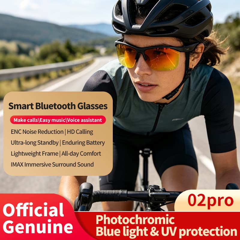 New Cross-Border Bluetooth Smart Sunglasses 02 Pro Black Tech Call Music AI Translation V6.0 Glasses