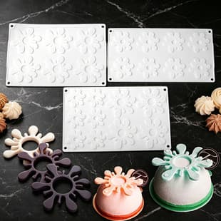 Multi-size 6-Cavity Ring Sunflower Silicone Mold, Waterdrop Flower Decoration Mousse Accessory, 8-Cavity Chocolate