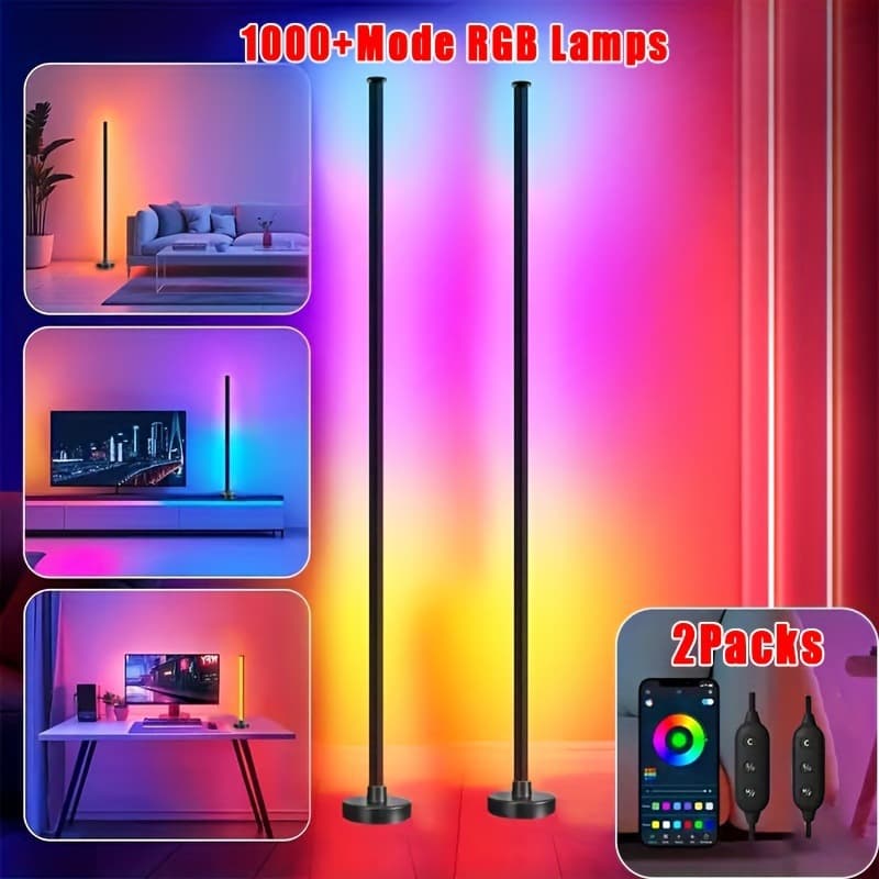 2026 New Cross-Border Drop Shipping 4/3/2/1 Modern LED Corner Floor Lamp 48 Adjustable