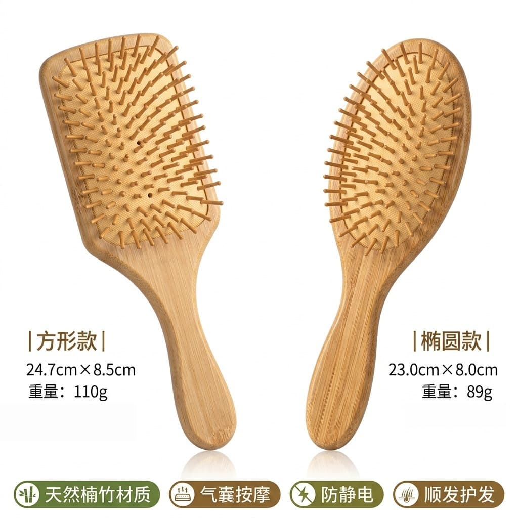 Factory direct sales natural bamboo airbag comb household meridian massage comb anti-static anti-knot wooden comb air cushion comb