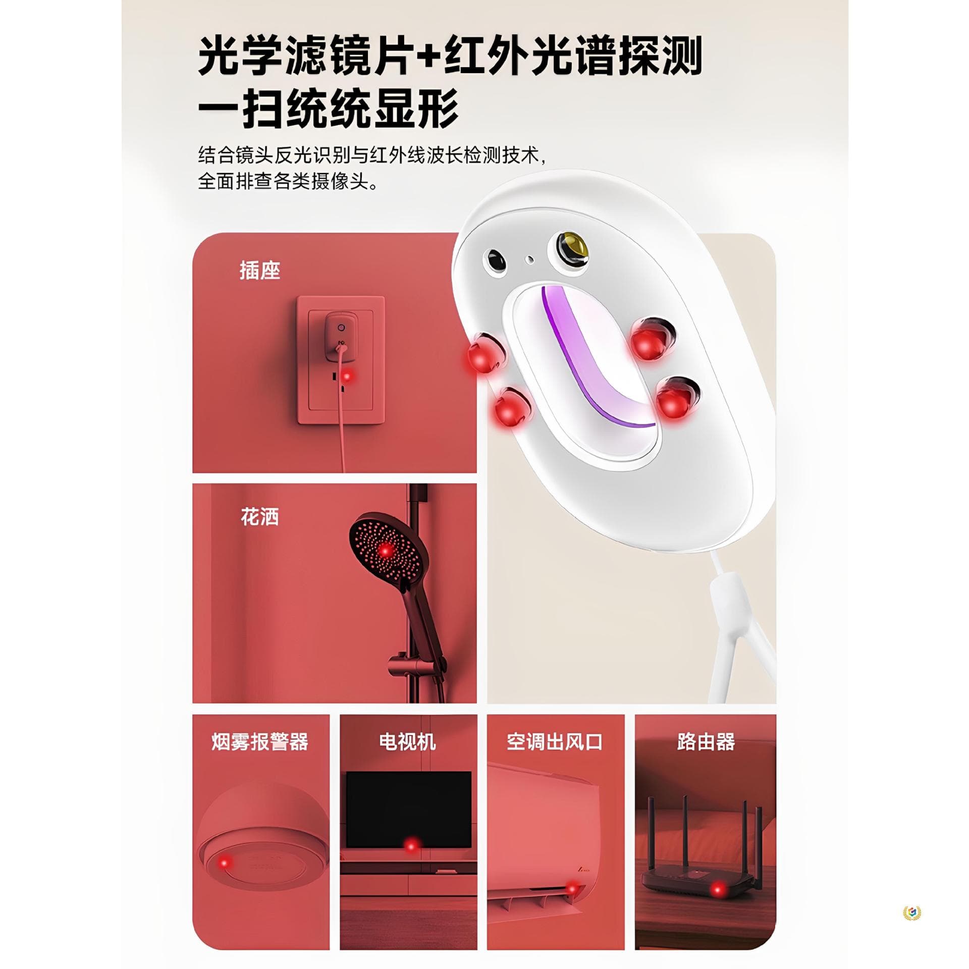 ☼Camera Smart Detector for Hotels, Anti-Hidden Camera Anti-Peeping Anti-Surveillance Infrared Signal Detector 29