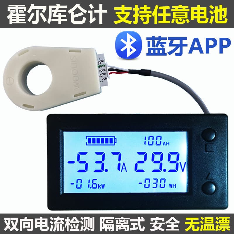 Holmium meter voltage, current, power, energy, lithium battery power display, electric vehicle, RV, isolation, Bluetooth