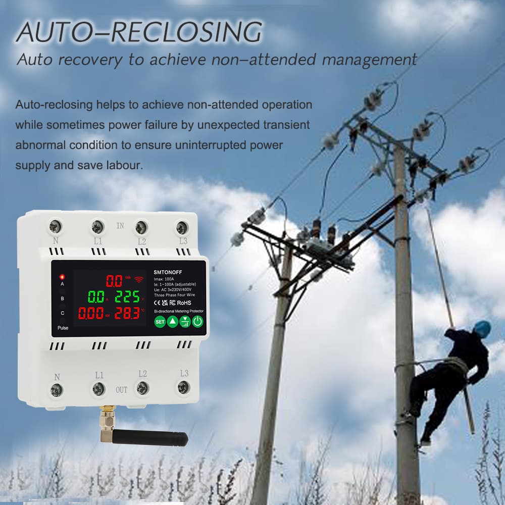 Tuya Smart Living WIFI, ZiBee three-phase four-wire kWh clamp-on current transformer with 3 clamp rings