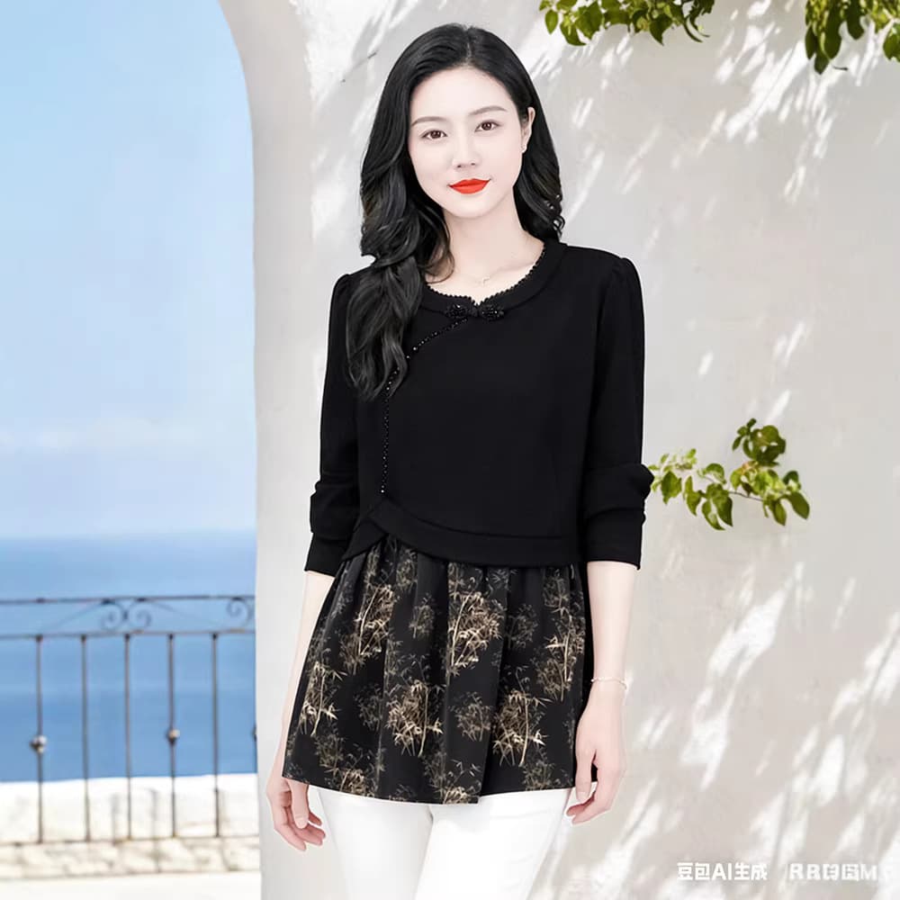 2026 Spring New Chiffon Fashion Retro Casual Light Luxury Plus Size A-Line Loose Slimming Blouse for Women