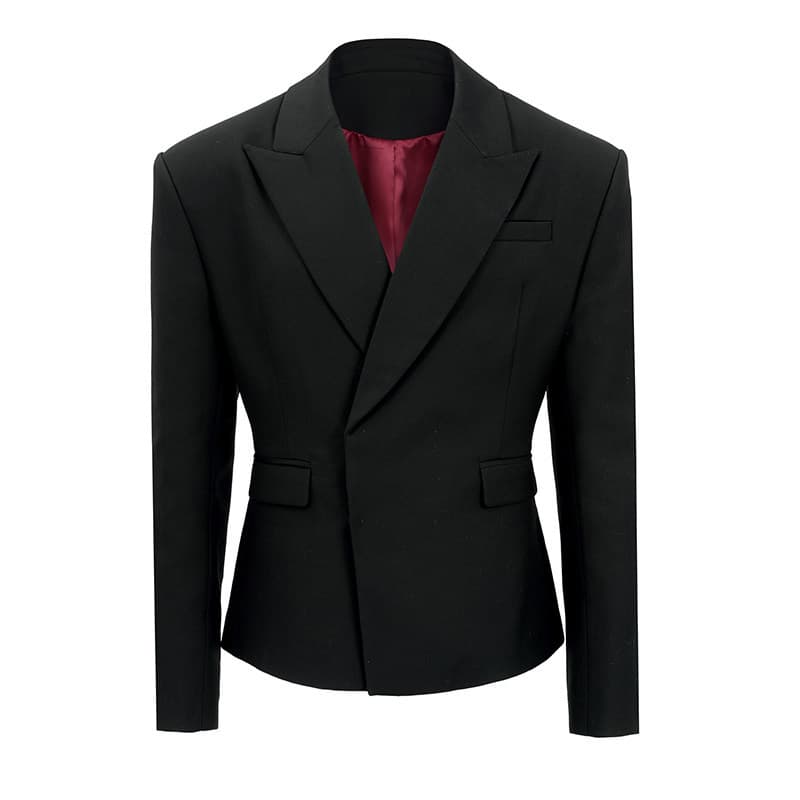 2026 New Original Premium Red Inner Waist-Nipped Double-Breasted Shoulder-Padded Tuxedo Blazer for Men