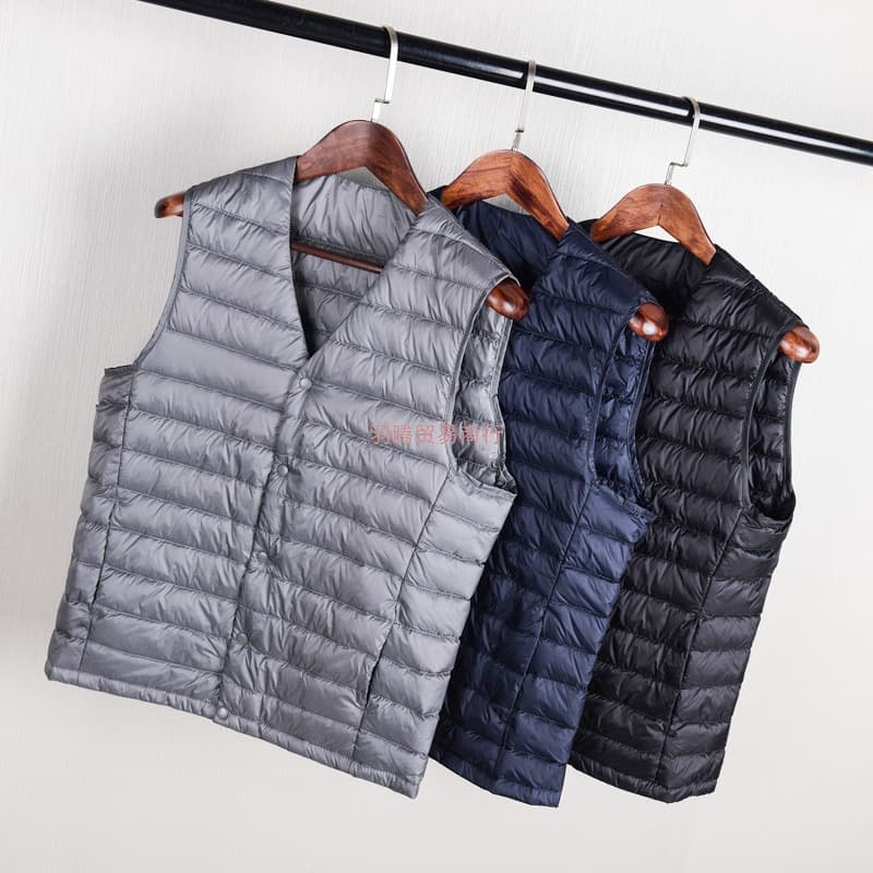 White Duck Down Autumn/Winter New Men's Lightweight V-Neck Down Vest Short Sleeveless Inner Lining Vest