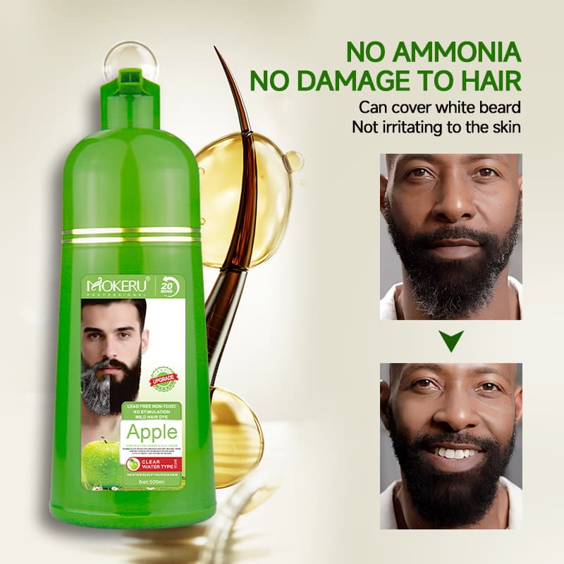 MOKERU Green Apple Hair Dye for Beard, Black Hair Dye Paste, Plant-Based Covers Gray Hair, Cross-Border