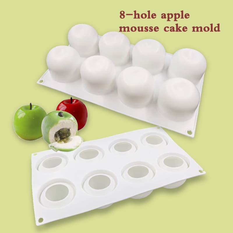 8-Cavity Apple Silicone Mousse Cake Mold DIY French Fruit Dessert Cake Mold Christmas Peace Apple Mold