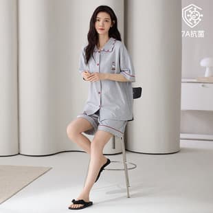 2026 New Summer Pure Cotton Women's Pajamas Short Sleeve Short Pants Cardigan Sweet Girl Xinjiang Cotton Homewear Set