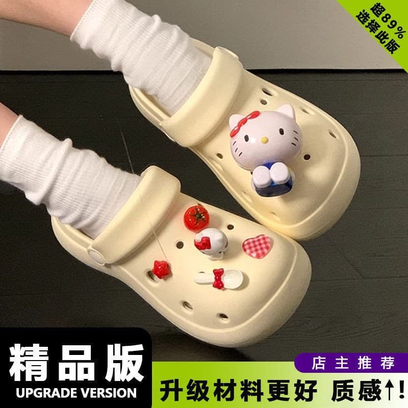 Student summer casual EVA soft thick-soled sandals cute cartoon tomato three-dimensional cat hole shoes women's outer wear wholesale