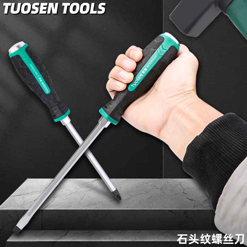 Tuosen Tools Wholesale Through-Handle Screwdriver 4-12 Inch Slotted Cross Screwdriver Impact-Resistant Screwdriver