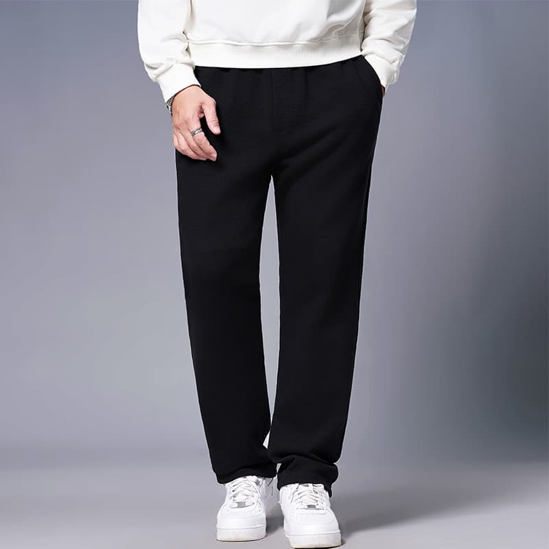 [Discontinued/Out of Stock] 33831 Straight Leg Casual Pants, Plus Size, Autumn Solid Color Long Pants, Loose Fit Sweatpants