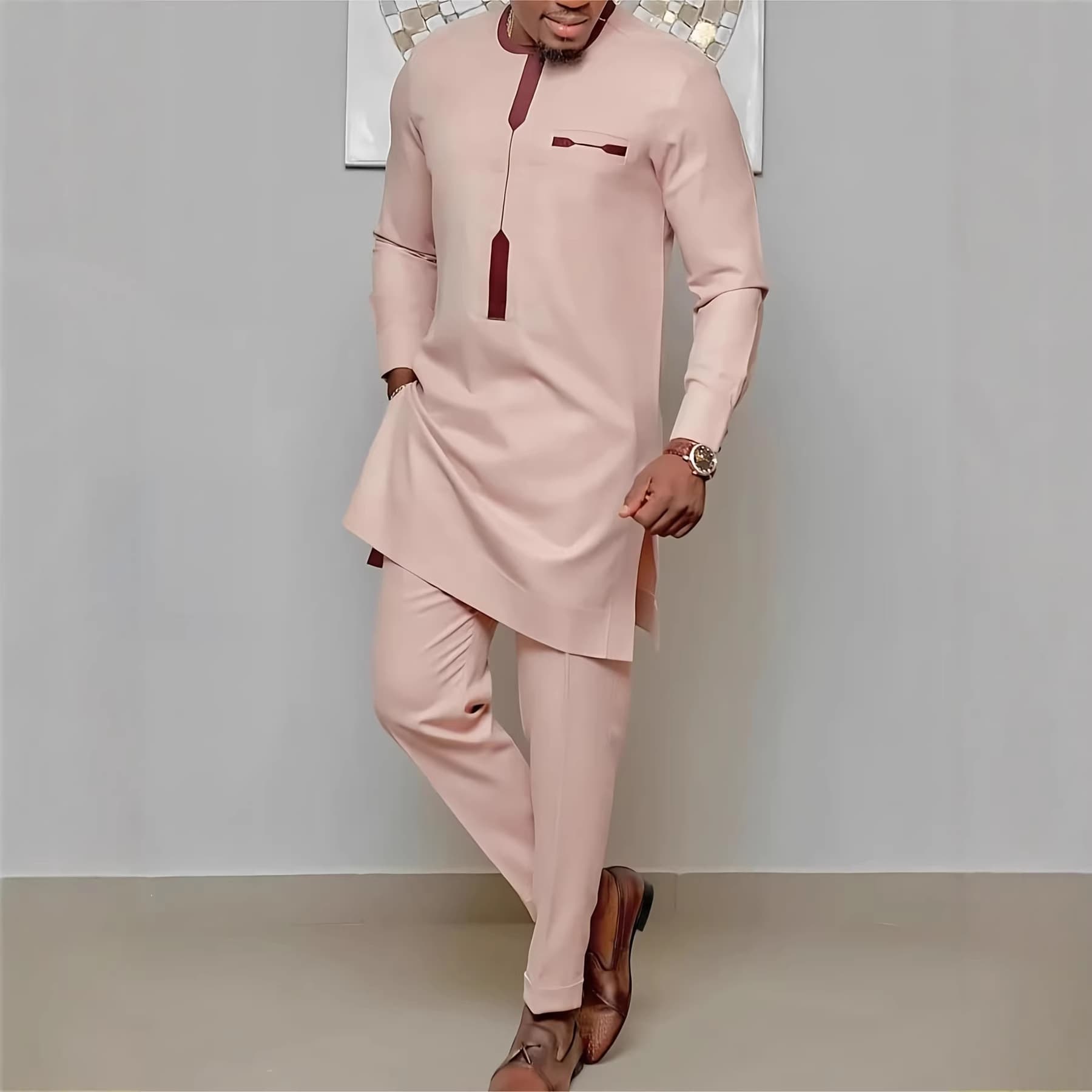 Hot-Selling New Foreign Trade Cross-Border Men's Clothing African Men's Suit Digital Print Top and Pants 2-Piece Set S-2XL