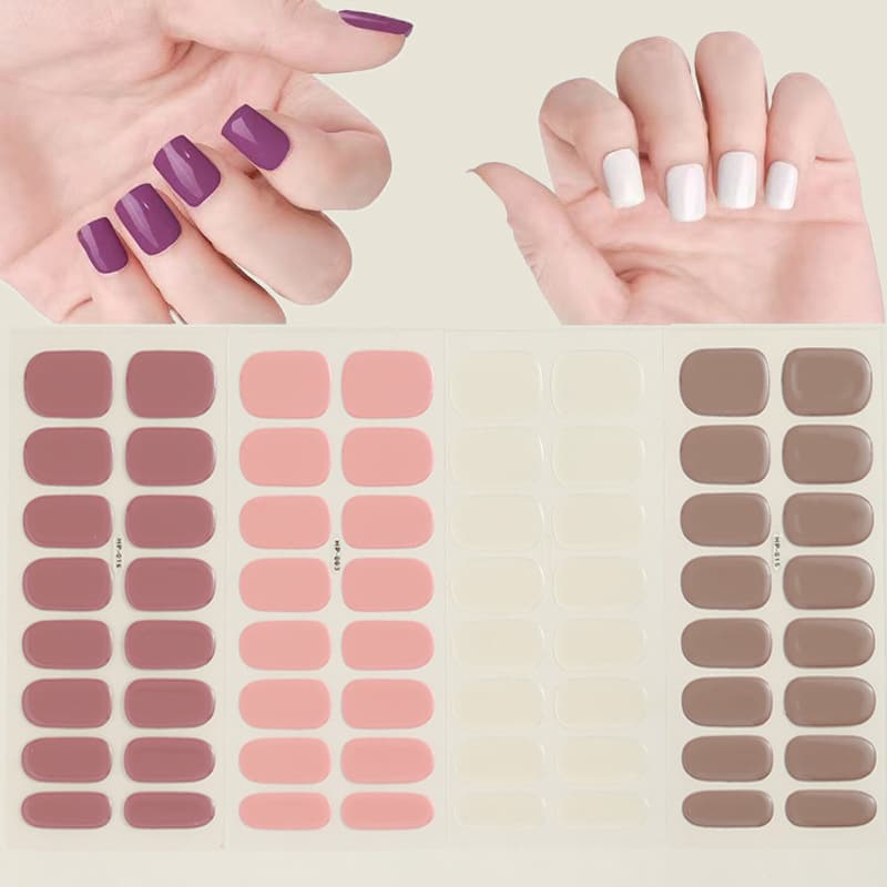 New Gel UV Nail Stickers Semi-Cured Gel Nail Art Full Cover Waterproof Long-Lasting Simple Style Soft Gel Nail Wraps