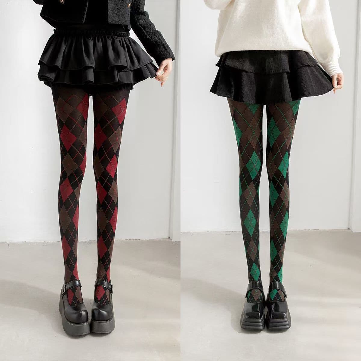 Cross-border women's retro diamond socks pantyhose ins trendy spring Japanese style literary spring and summer students wear leggings