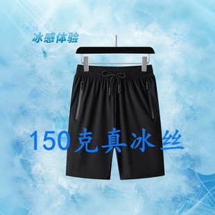 Nylon High Elastic Cross-Border Trade Zipper Men's Shorts High-Quality Five-Point Shorts Ice Silk Long Pants Summer High Elastic Pants