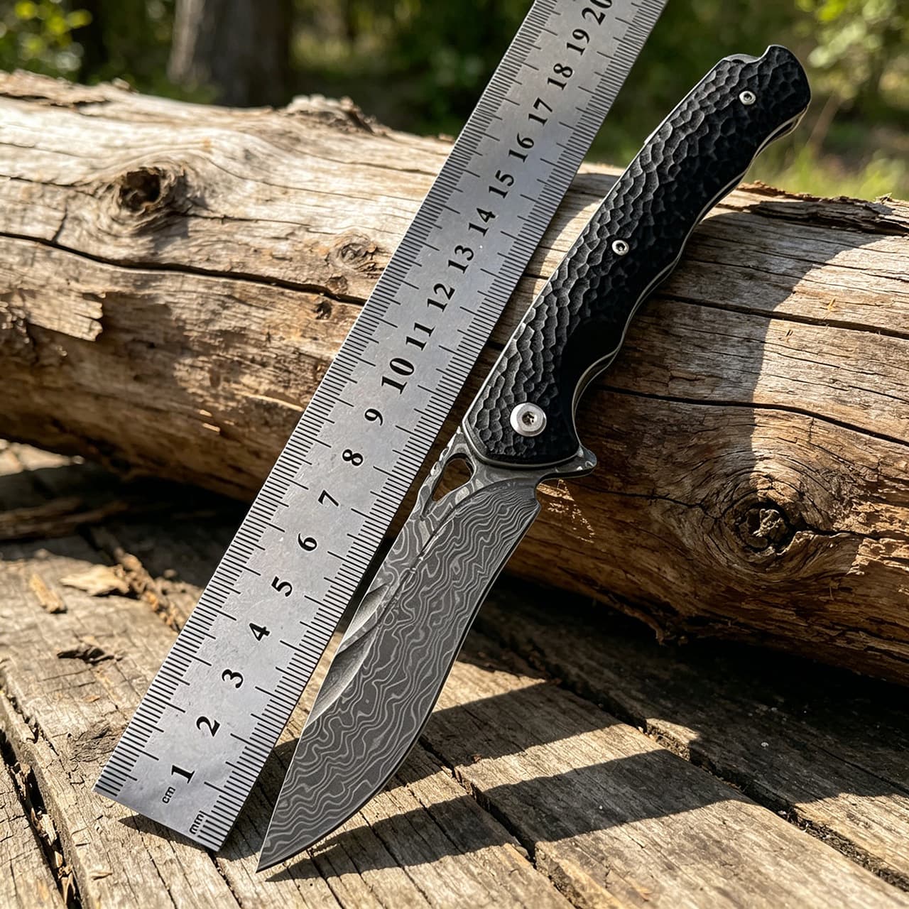 Ebony Anti-Slip Handle Damascus Steel Folding Knife Self-Defense Sharp Collectible Small Knife Outdoor Folding Knife with Pocket Clip