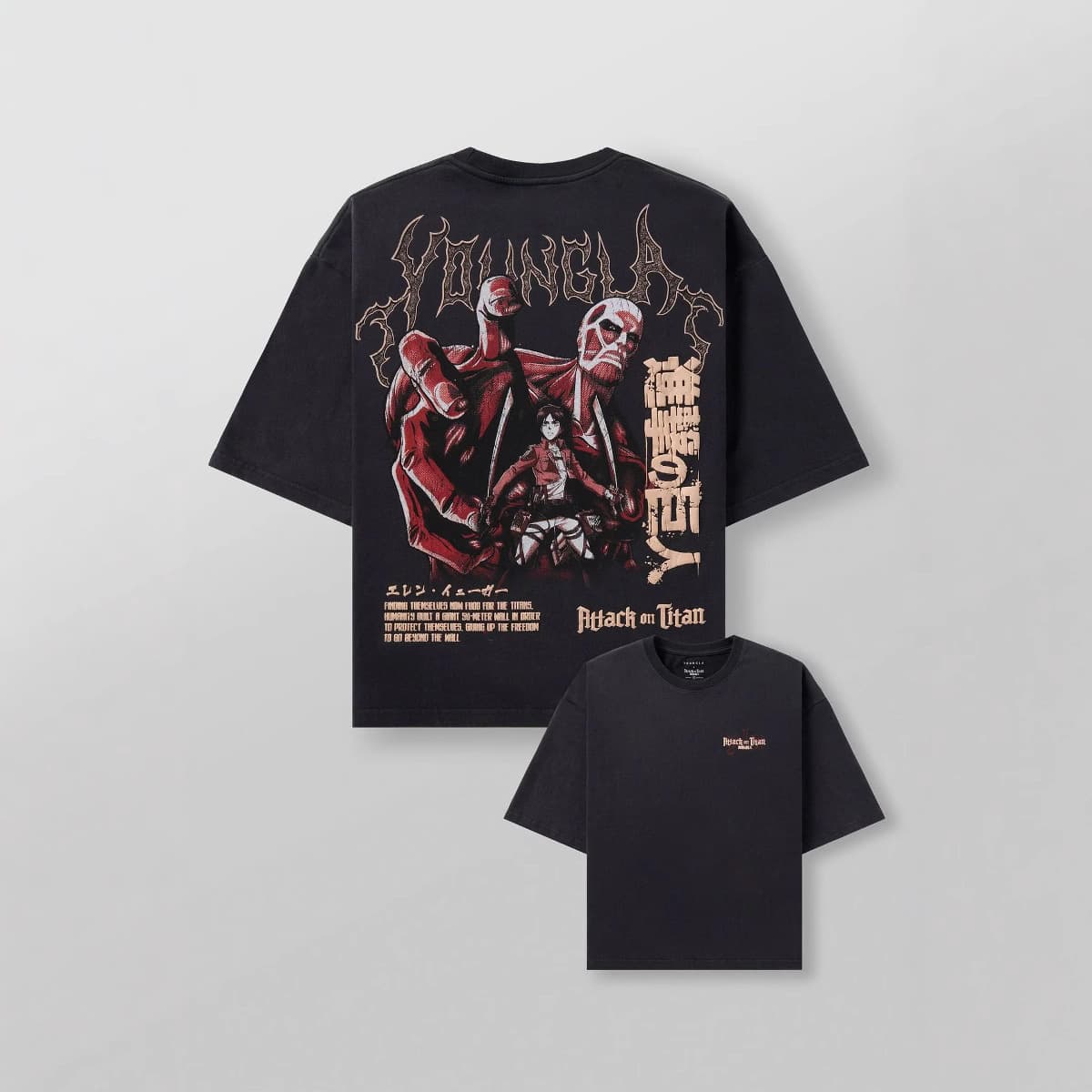 YOUNGLA Alliance Attack on Titan men's oversized T-shirt jogger sports fitness pure cotton short sleeve