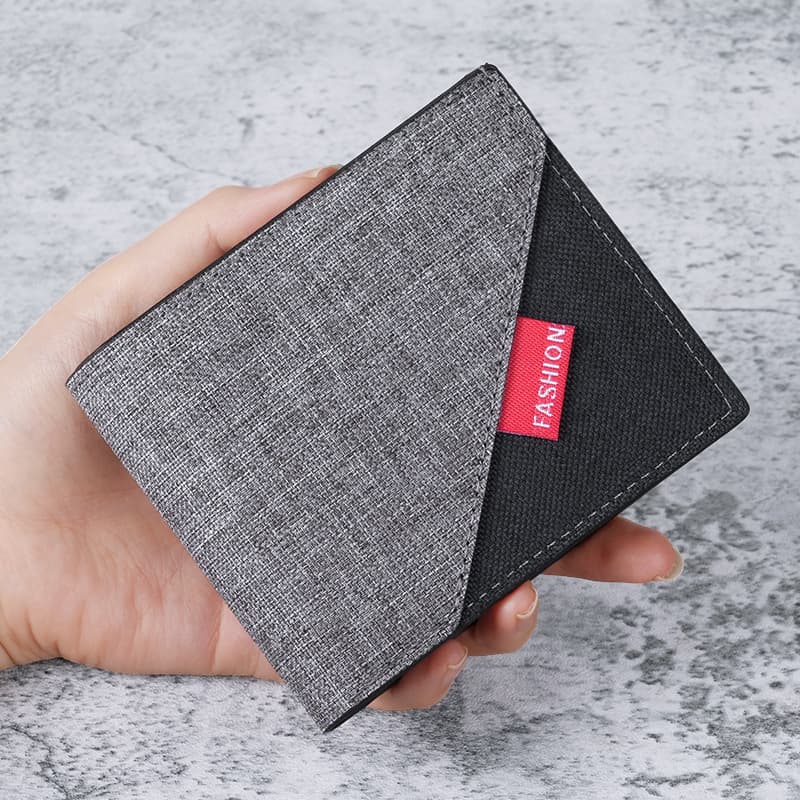 New high-end simple wallet men's short card holder wallet integrated men's canvas splicing coin clip wholesale spot