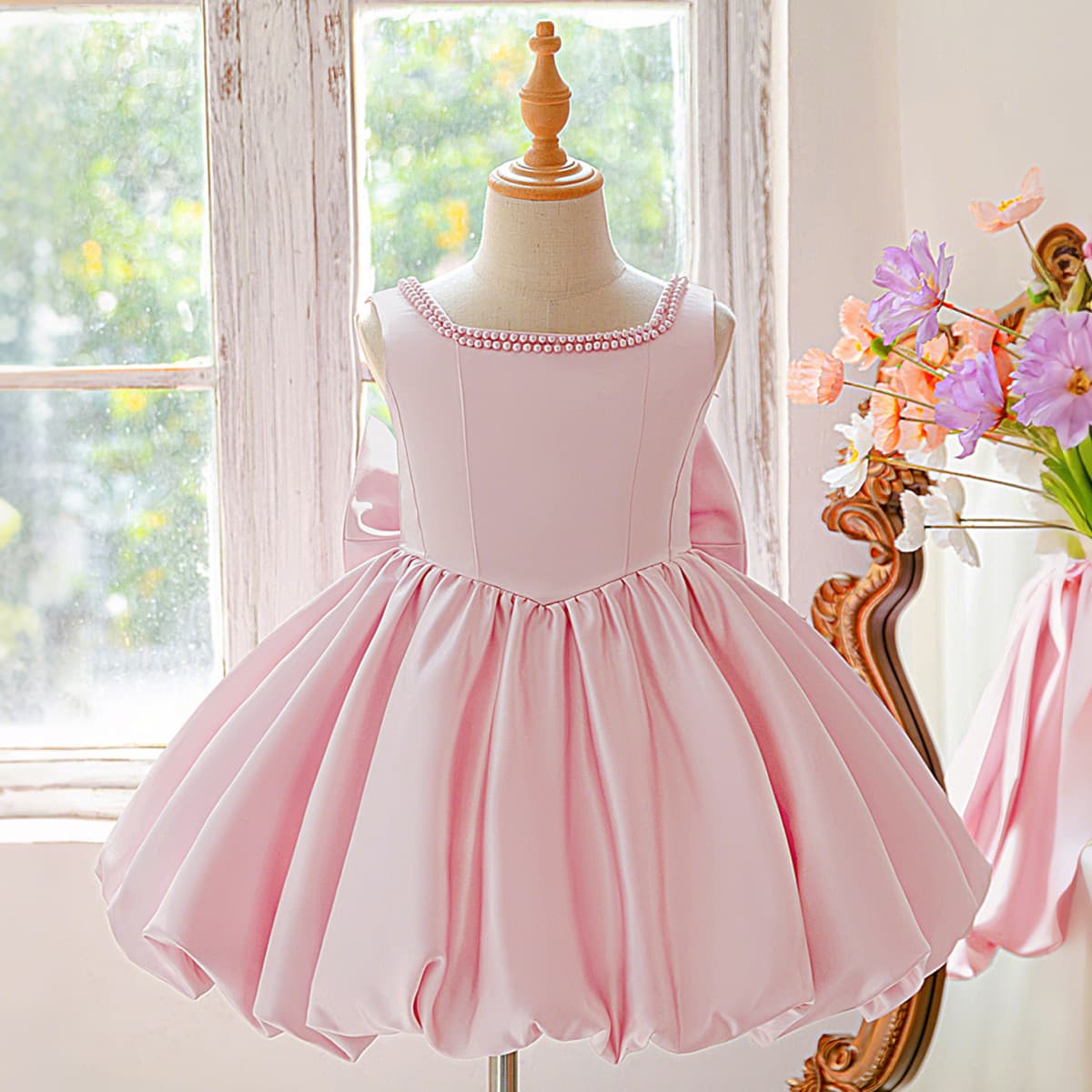 European and American New Princess Tutu Dress for Girls, Middle and Older Kids, Beaded Party Gown, Children's Birthday Banquet Runway Dress