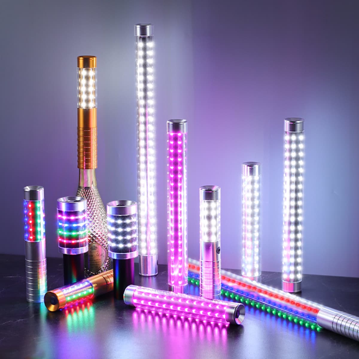 Cross-border LED Rechargeable Flashing Glow Stick, Bar KTV Handheld Light-Up Stick, Extended Champagne Atmosphere Stick for Serving Drinks, Wholesale