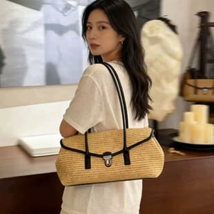 High-End Straw Woven Single Shoulder Underarm Tote Bag Women's 2026 New Large Capacity Vacation Style Handbag Spring Summer