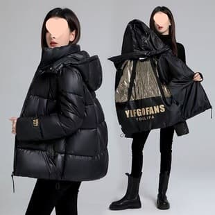 Men's New Short Black Gold Cotton Down Coat, Thickened Winter Jacket, Couple Style, Trendy Cotton Padded Coat