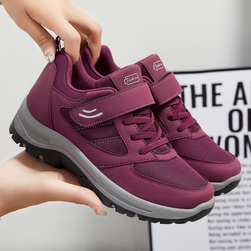 Wholesale Autumn New Middle-aged and Elderly Women's Walking Shoes with Velcro and Hiking Sole