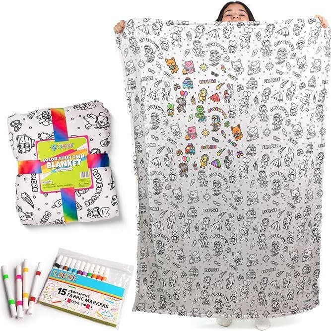 Amazon Cross-Border Bestseller DIY Graffiti Blanket Coloring Blanket with Colored Pens Hand-Drawn Coloring Blanket