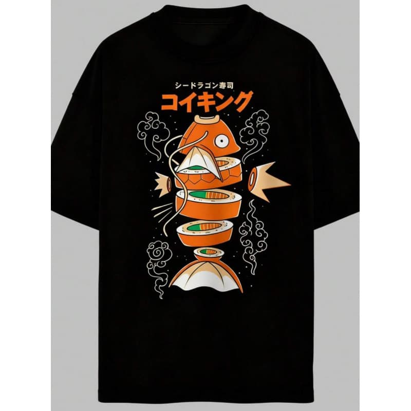 Exclusive Cross-Border Pure Cotton PKM Magikarp Shirts, Anime Sushi T-Shirts, Fun Ko