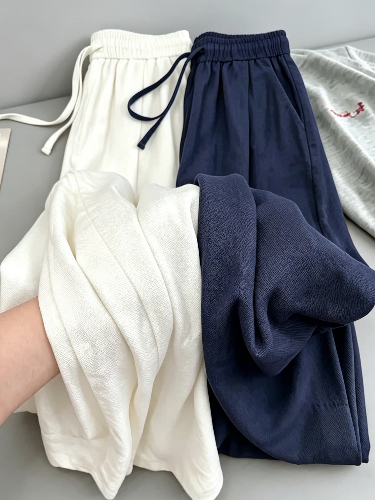 Tencel Linen Curved Wide Leg Pants for Women Summer Thin Ice Silk Cotton Linen Loose Casual Flowing Floor-Length Trousers