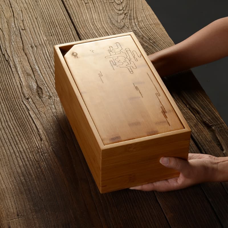 One Pot Four Cups Dry Bamboo Box Set, Bamboo Storage Container for Desktop or Travel, Tea Leaf Gift Packaging