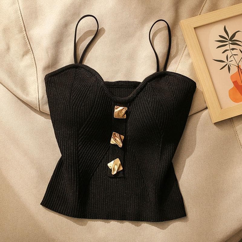 2025 New Design Sleeveless Backless Cross-Border Chanel-Style Knitted Strapless Camisole Top