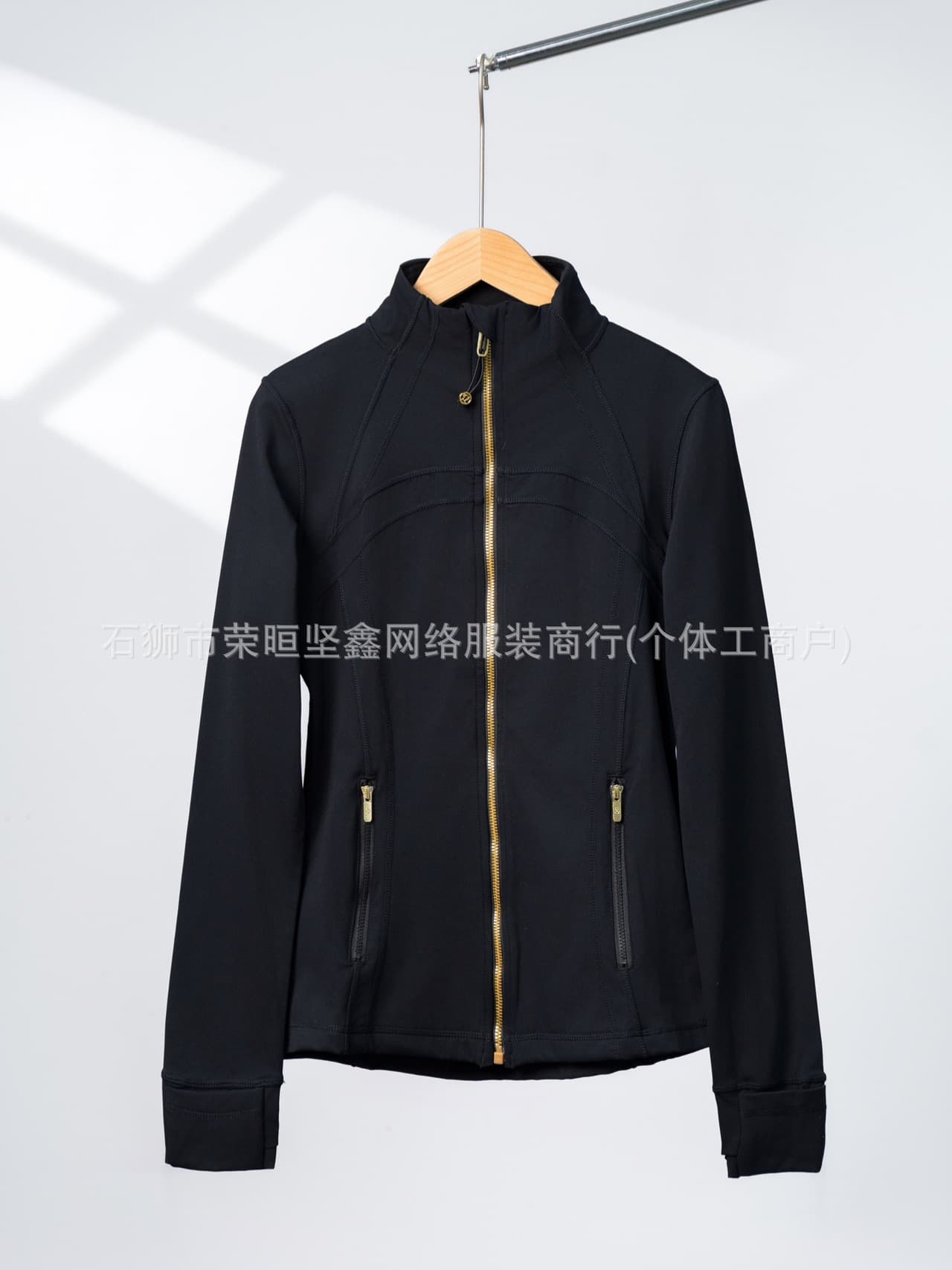 Lulu Original Define Collar Jacket Gold Zipper Yoga Top Fitness Wear Long Sleeve Coat Women's Slim Fit