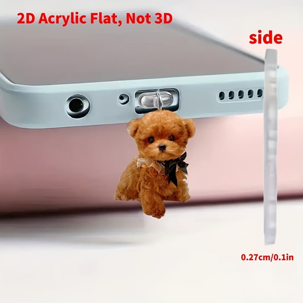 Cute Teddy Bear Cross-Border Hot-Selling Acrylic Phone Dust Plug Charm Pendant Type-C