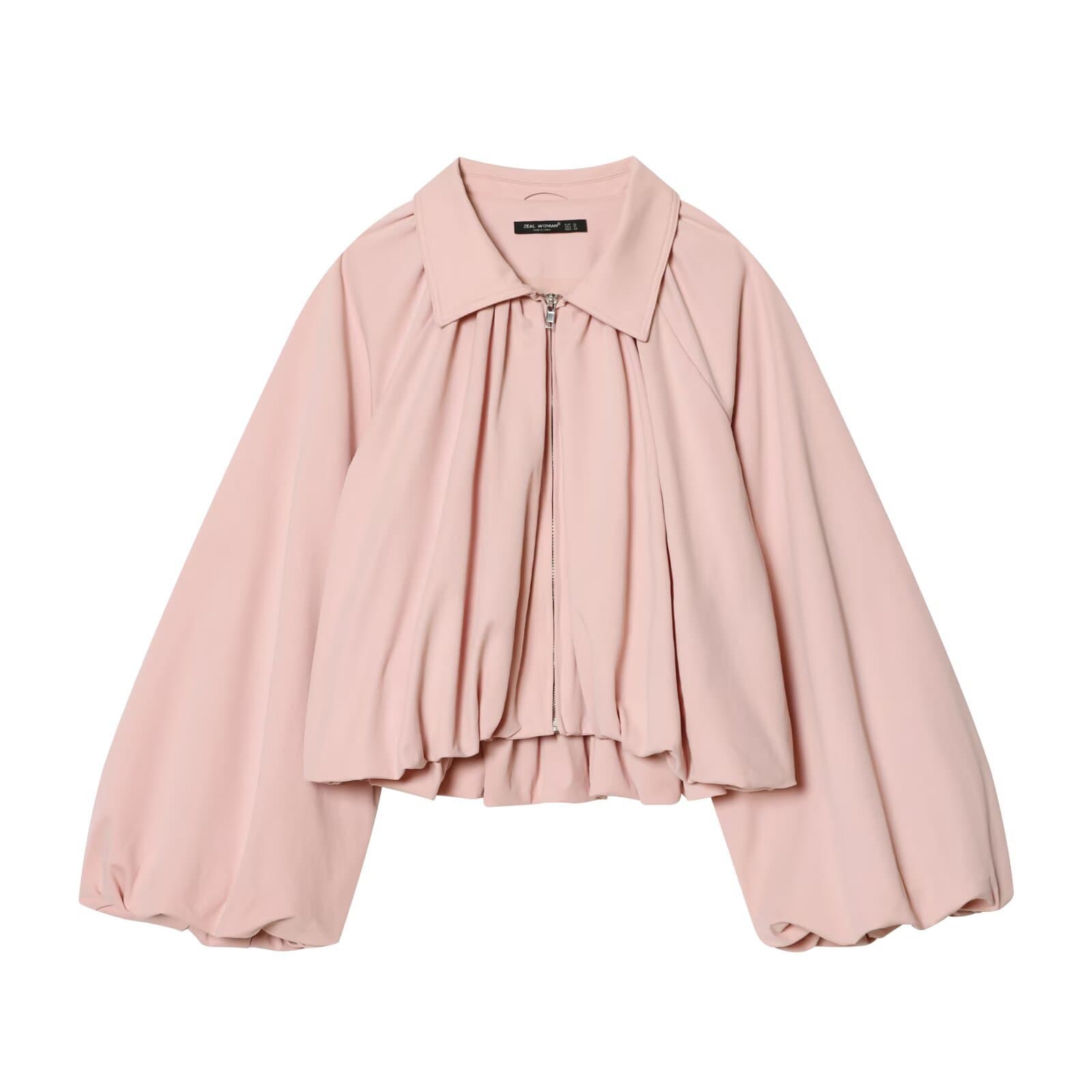 TAOP&ZA Women's 2026 Summer New Arrival Notch Collar Balloon Long-Sleeve Pilot Jacket 4434169