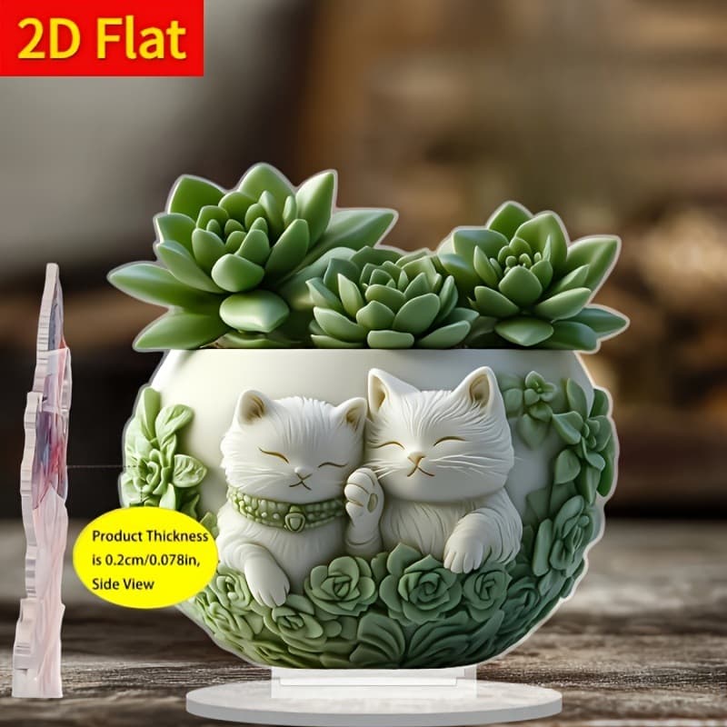 Acrylic Standee Cat Planter Succulent Custom Cross-Border Decorative Ornament Insert Sign Customizable Design