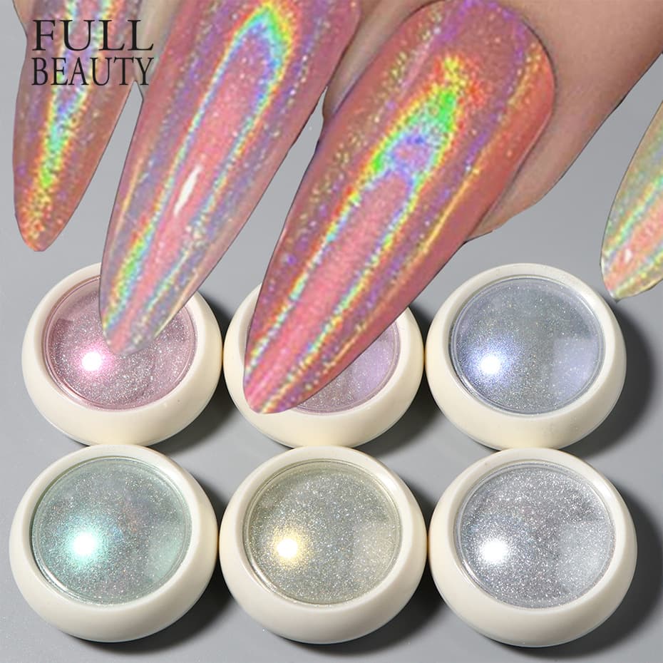 New Cross-Border Nail Glitter Powder, Ins Holographic Laser Mirror Powder Aurora Powder 6-Color Set Nail Glitter Powder Wholesale