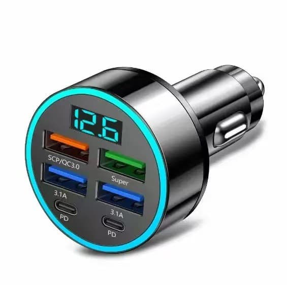 Car Fast Charger Super Fast Charging Car Cigarette Lighter 1-to-6 Splitter USB Multi-Port Fast Charging Head