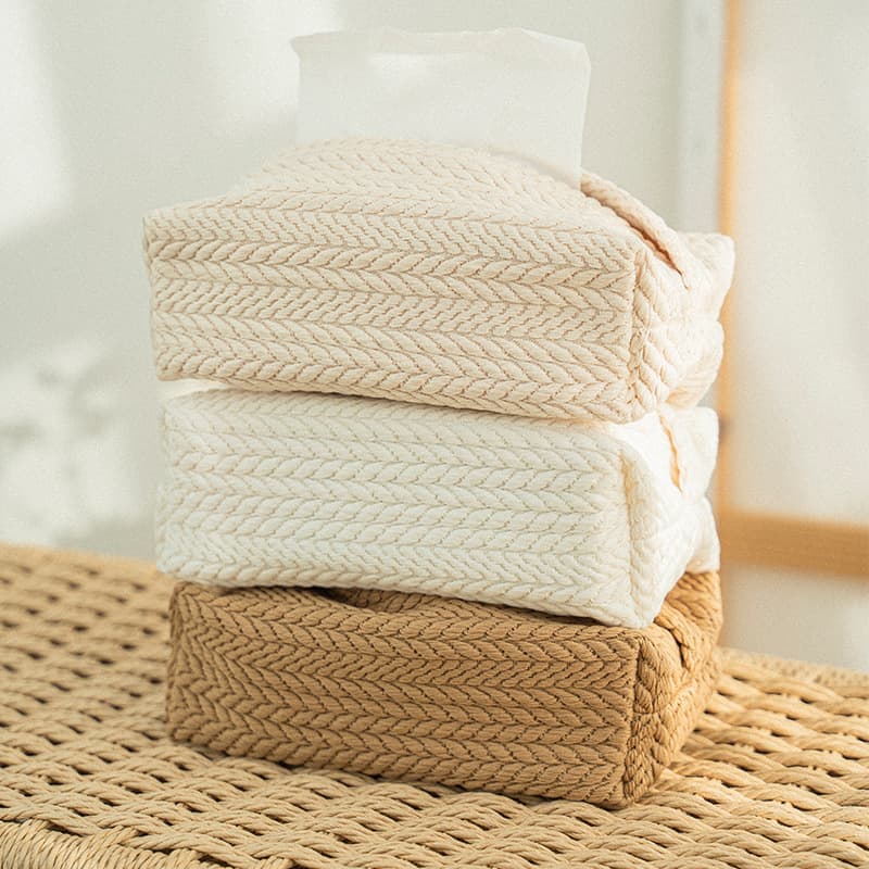 Foreign trade Japanese-style fabric tissue box tissue storage bag cream style simple woven tissue bag car formaldehyde-free